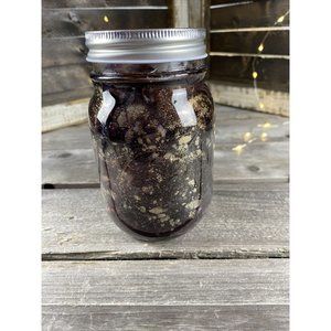 Lighted Mason Jar Metallic Brown & Gold Glittered Marbled Nightlight Home Decor